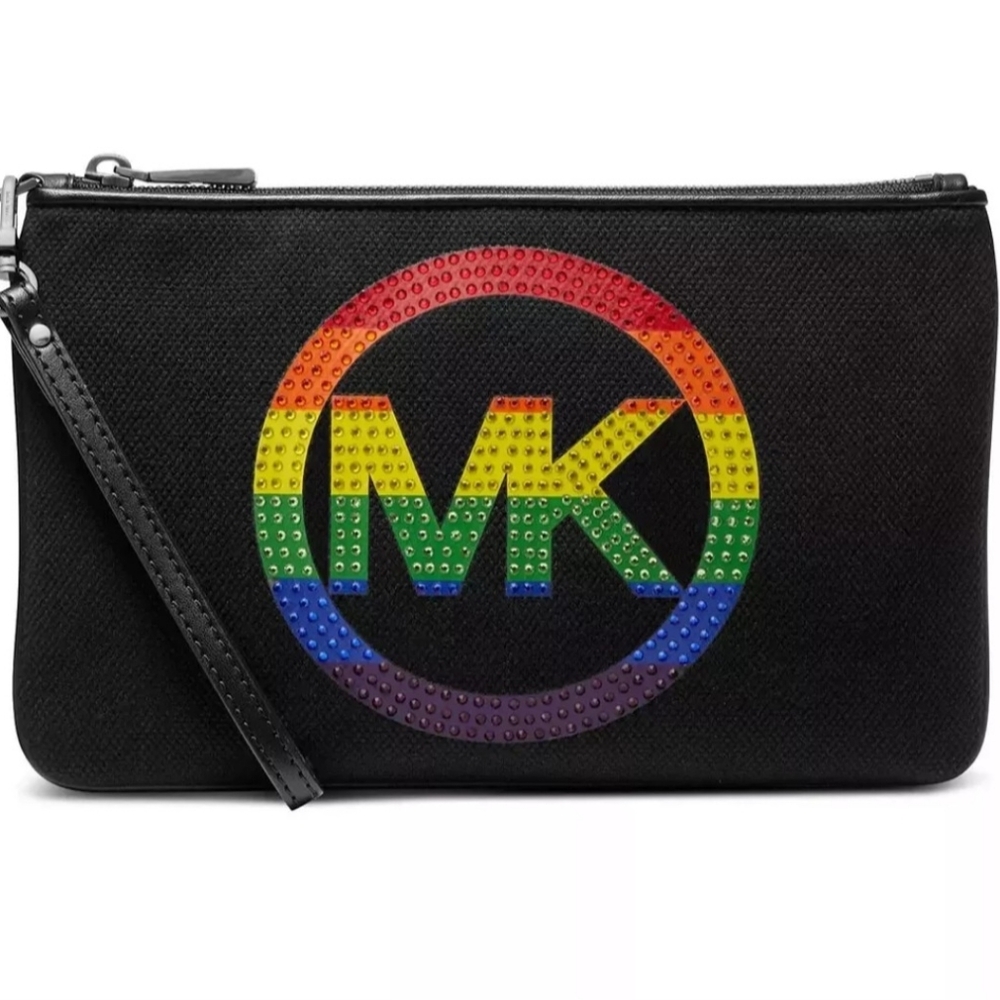 💲24-hr Sale💲 $128 Jet Set Large Embellished Logo Canvas Pouch NWT